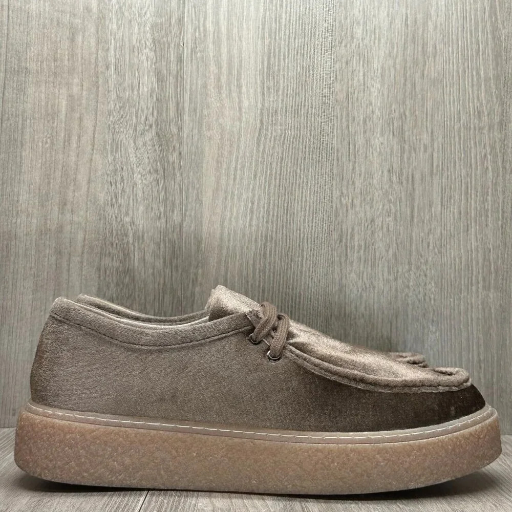 Hush Puppies Shoes Womens 11M Bridget Velvet Platform Sneakers Brown HW06886-201